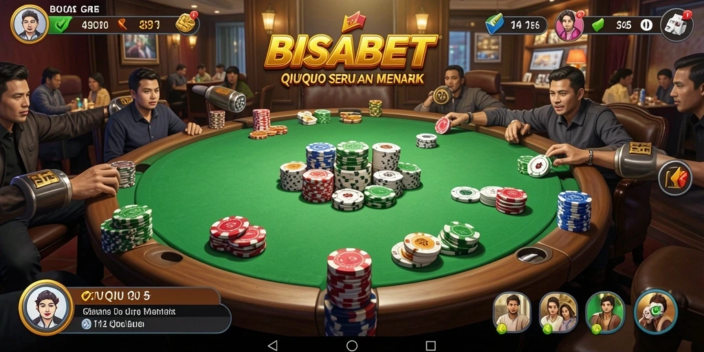 Screenshot gameplay BISABET dengan tampilan kartu QiuQiu.