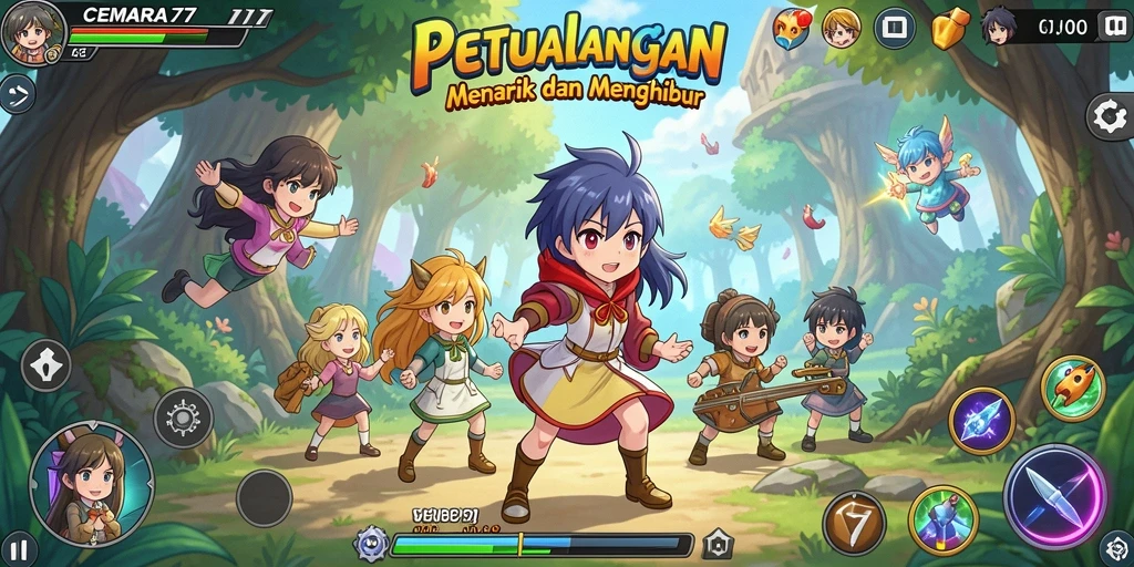 Tampilan gameplay CEMARA77 yang menarik dan penuh warna.
