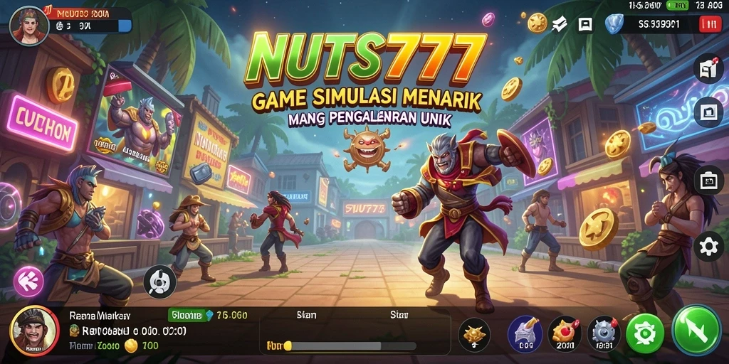 Tangkapan layar gameplay NUTS777 menampilkan dunia simulasi yang menarik.